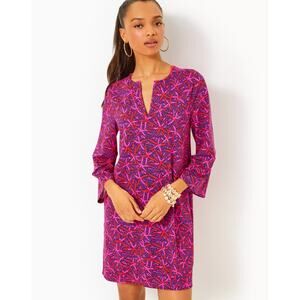 Lilly Pulitzer Johana Long Sleeve Cover-Up Dress Pink Purple Size Small